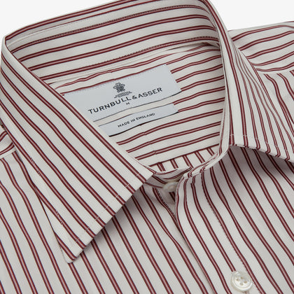 Burgundy Stripe Weekend Fit Shirt with Derby Collar and 1-Button Cuffs Image 3