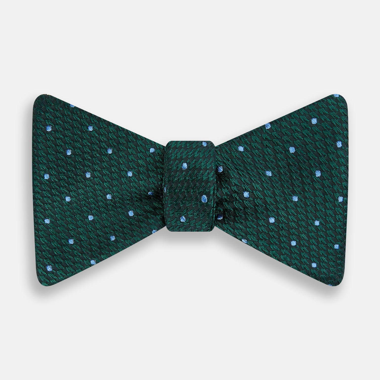 View 1 of product Forest Green and Sky Blue Spot Houndstooth Silk Bow Tie