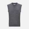 View 1 of product Slate Grey Melange V-neck Cashmere Vest
