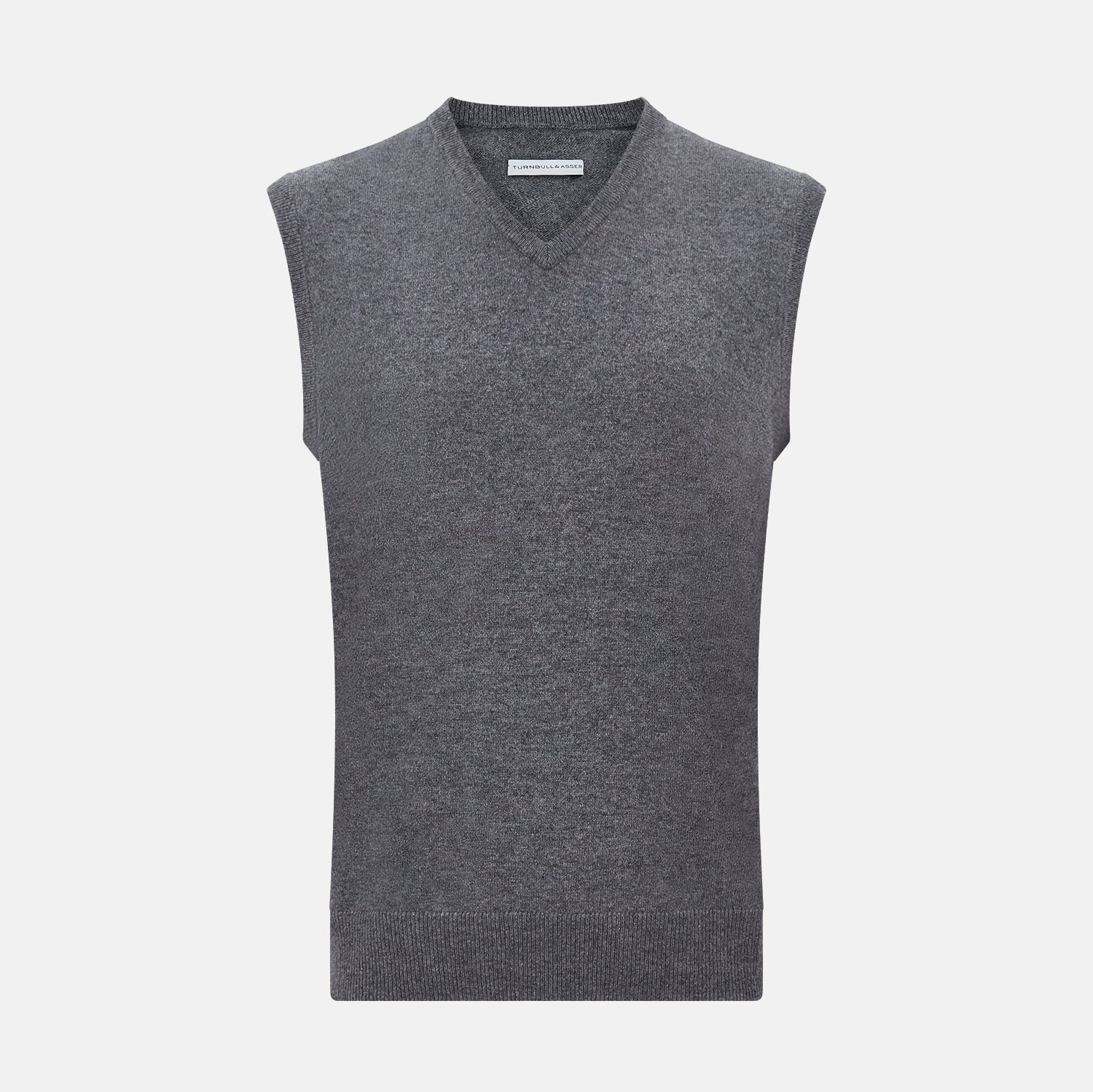 View 1 of product Slate Grey Melange V-neck Cashmere Vest