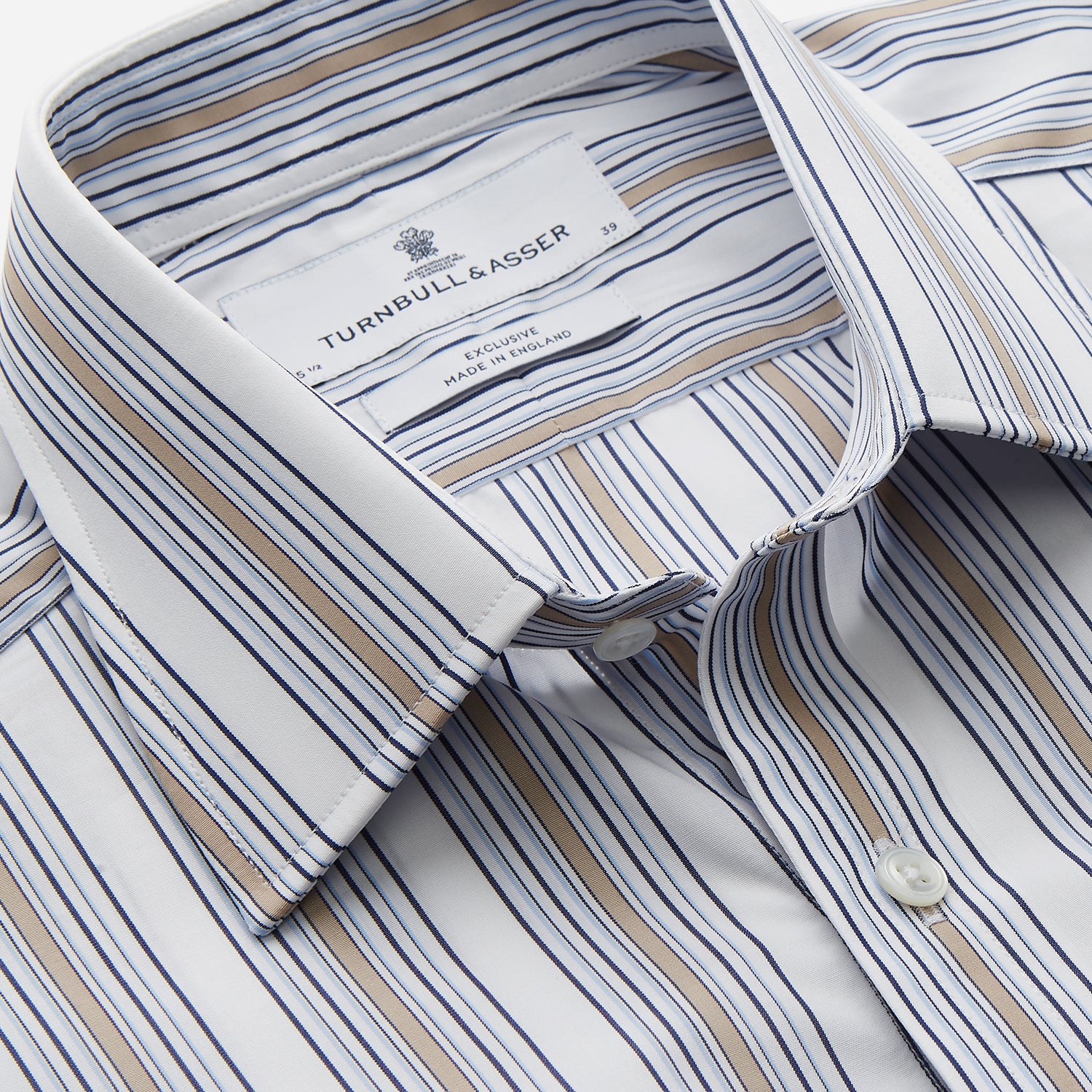 View 2 of product Sand Multi Stripe Regular Fit Shirt with T&A Collar & 3 Button Cuffs