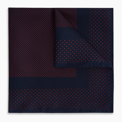Navy and Red Dot Silk Pocket Square Image 4