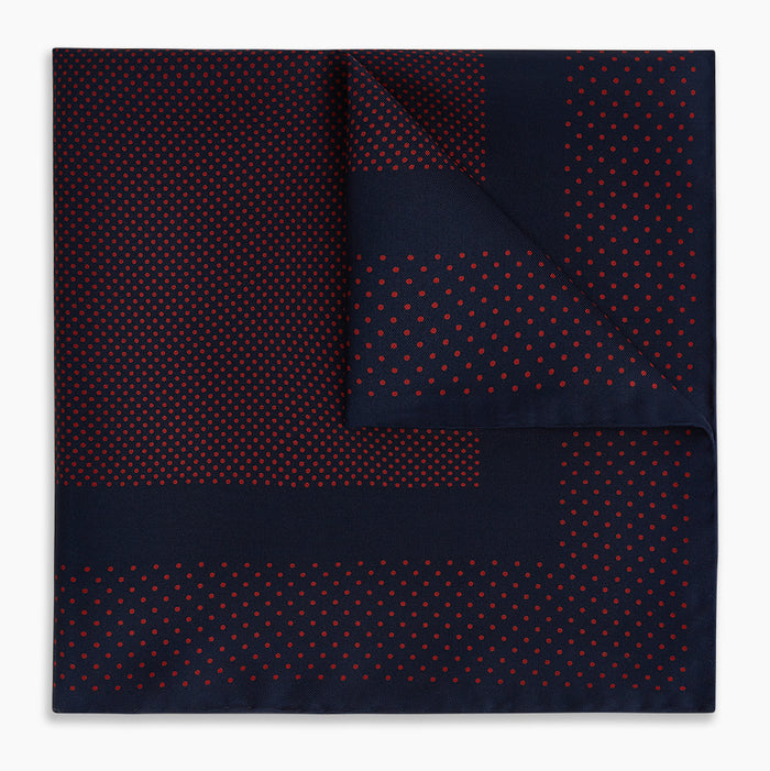 Navy and Red Dot Silk Pocket Square Image 4
