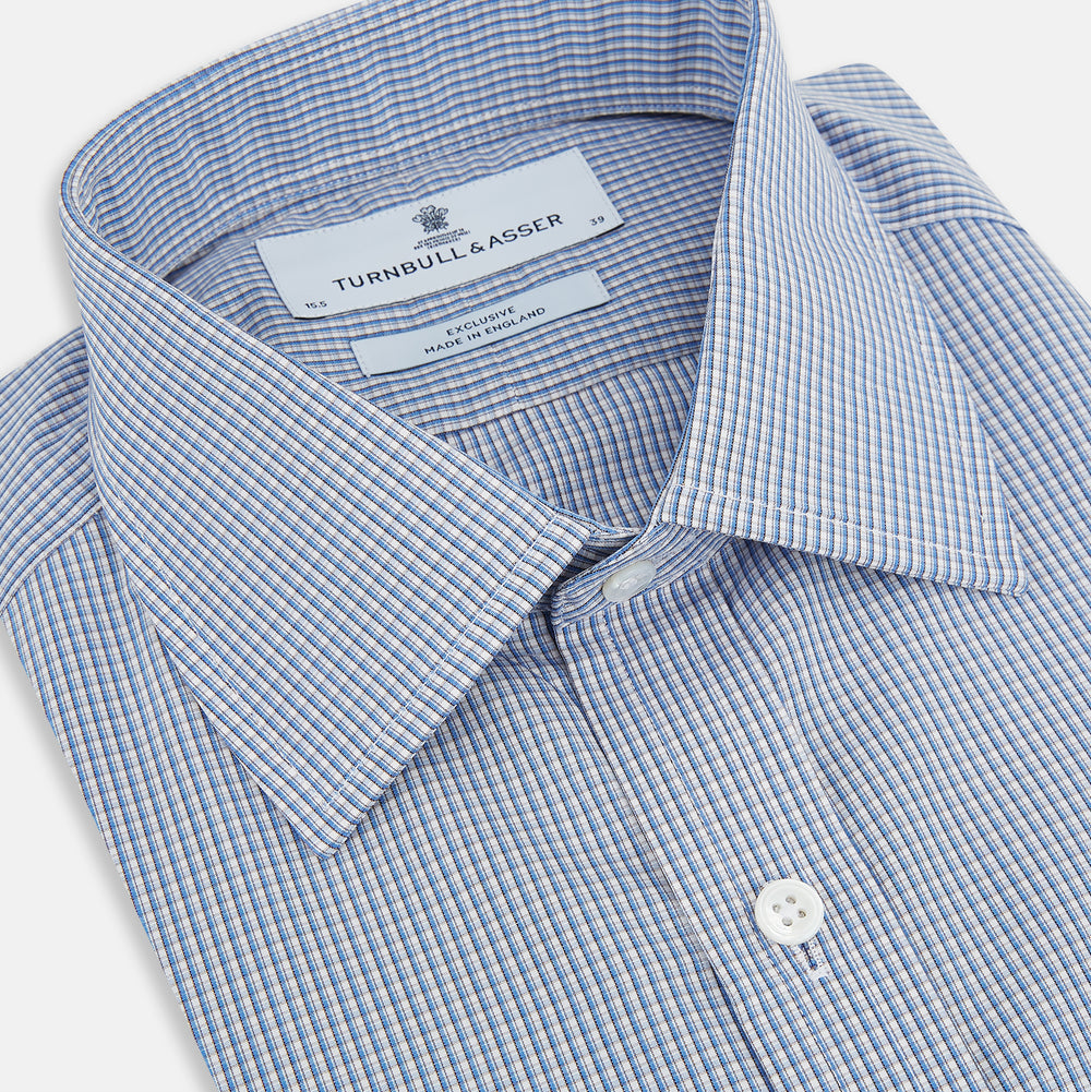 Pale Blue Micro Graph Check Mayfair Shirt