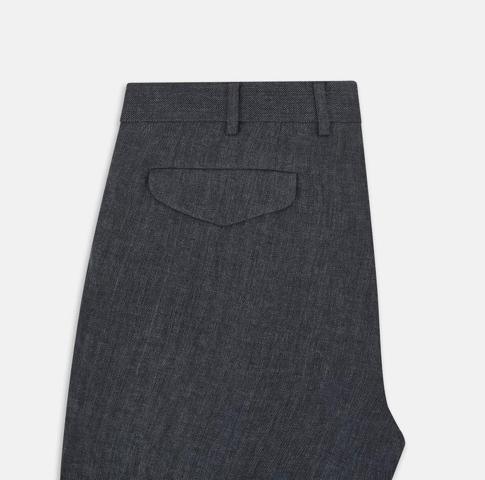 Ash Linen Herringbone Edmund Trousers