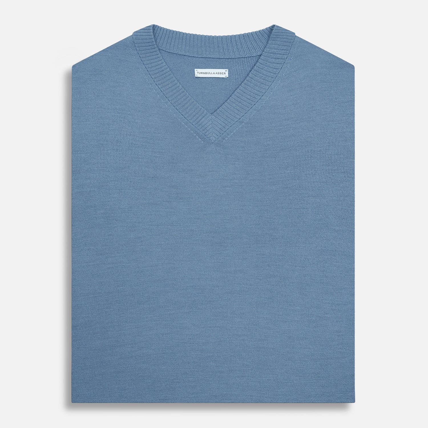 View 4 of product Pale Blue Fine Merino V-Neck Vest