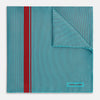 View 1 of product Turquoise and Red Stripe Silk Pocket Square