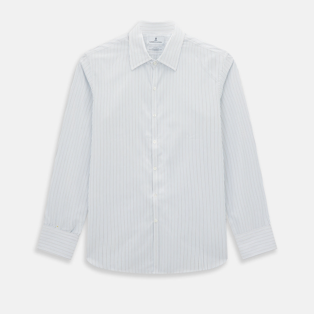 Pale Blue and Navy Pinstripe Westminster Shirt
