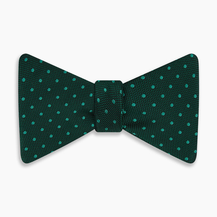 Turquoise and Forest Green Mirco Dot Silk Bow Tie Image 3