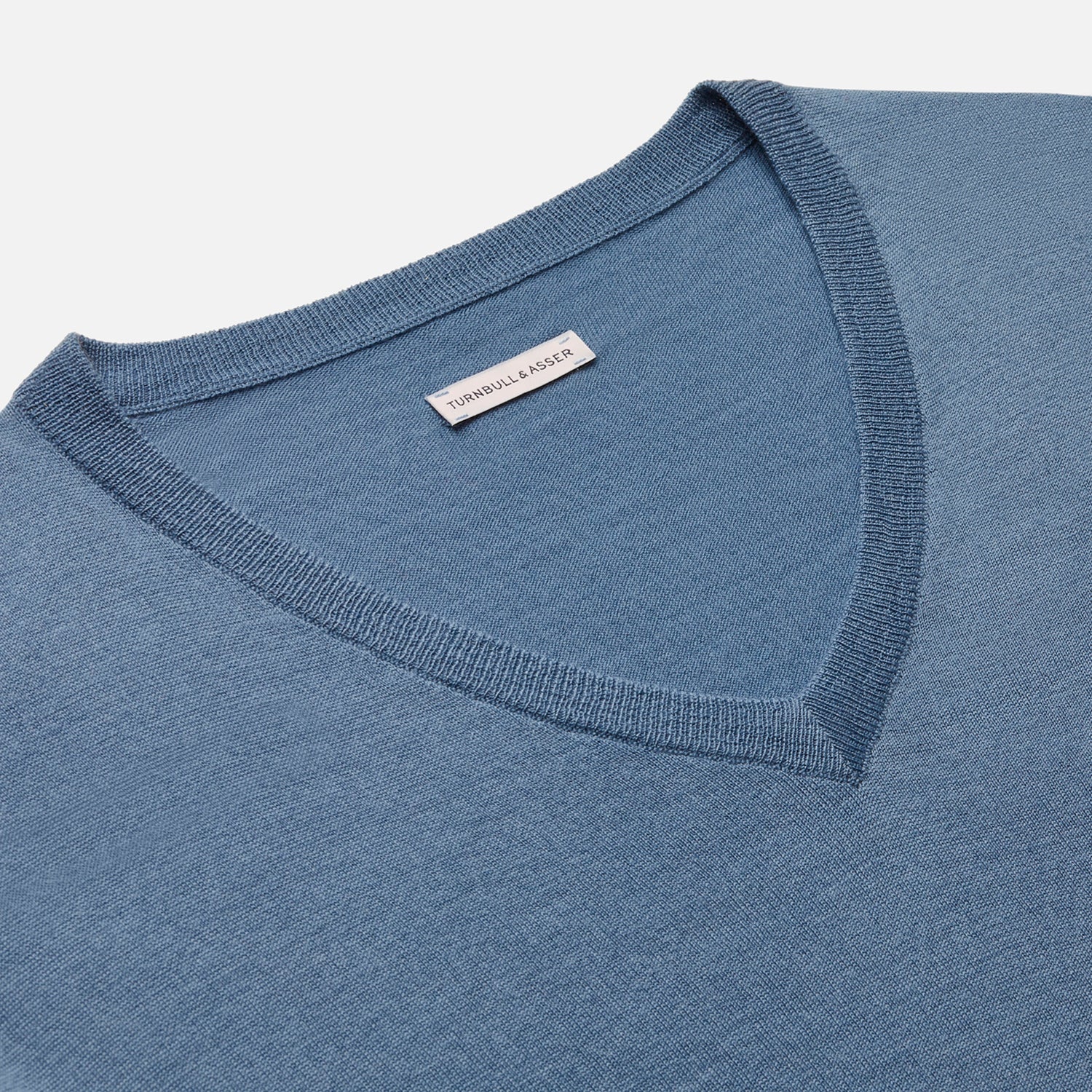 View 2 of product Pale Blue Fine Merino V-Neck Jumper
