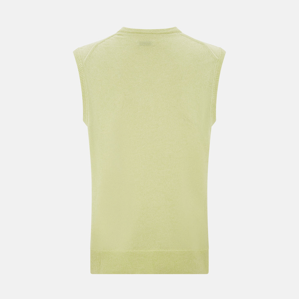 Melon Green V-neck Cashmere Vest