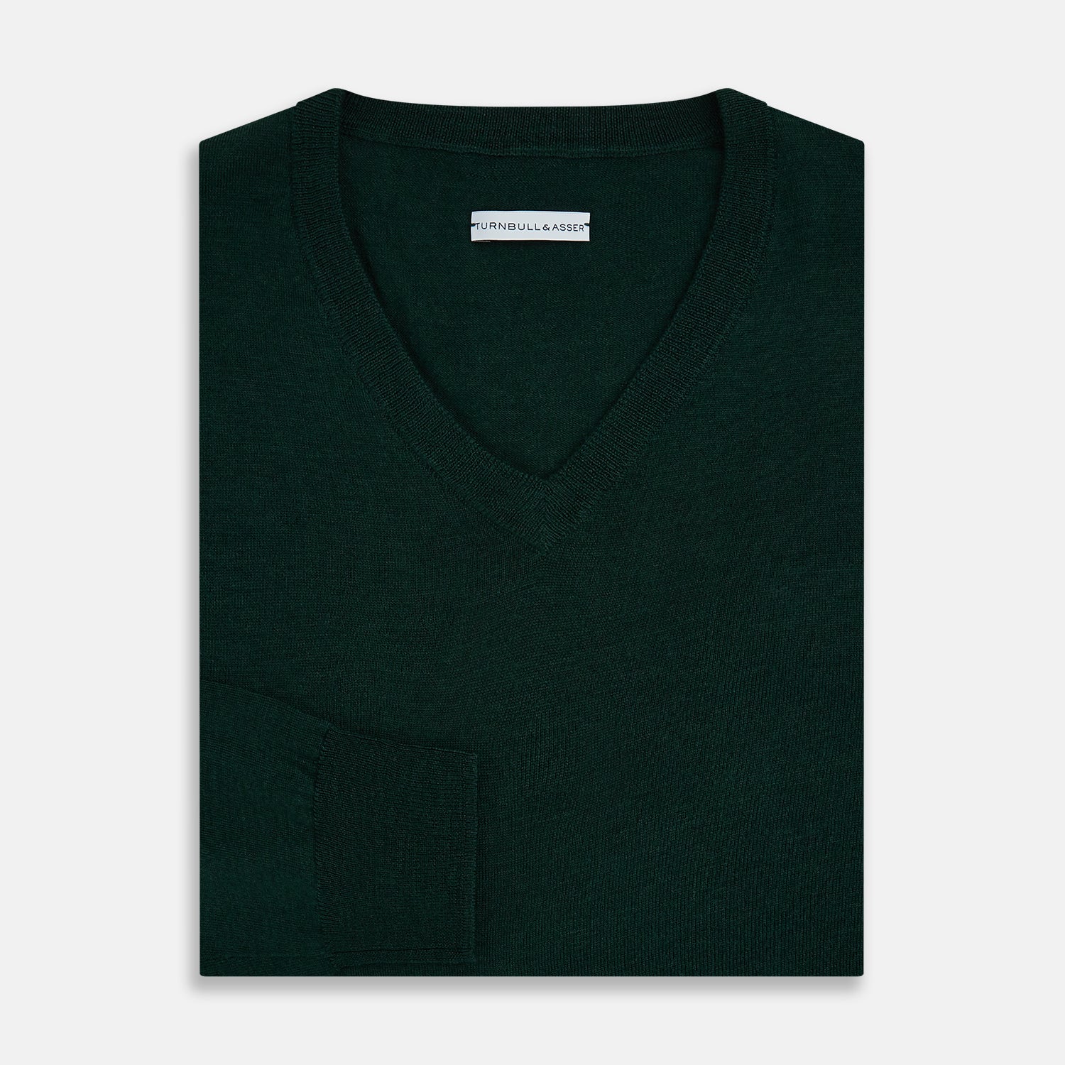 View 4 of product Forest Green Fine Merino V-Neck Jumper