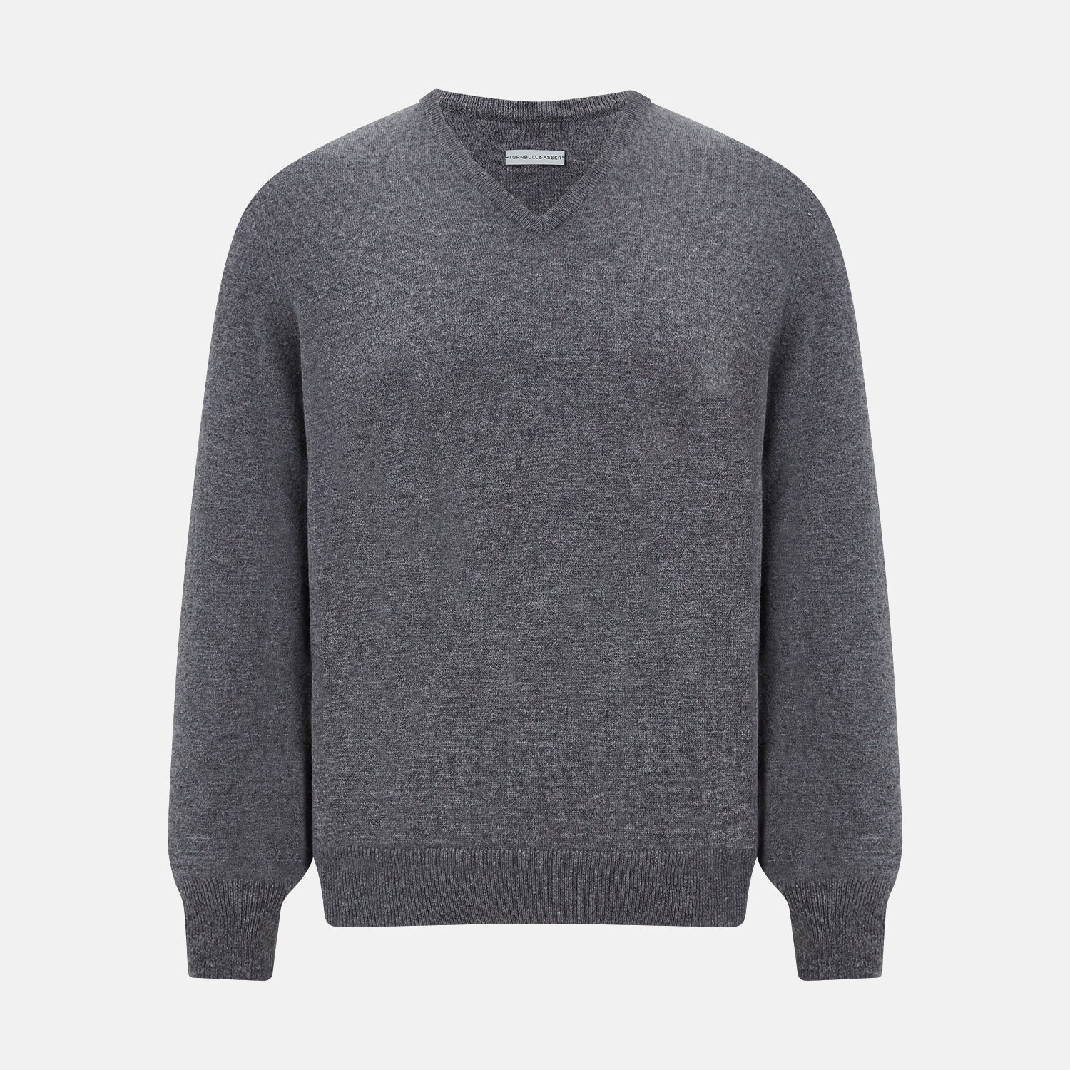 View 1 of product Storm Grey Cashmere V-neck Jumper