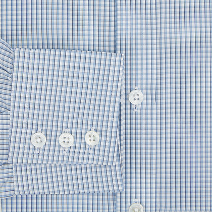 Blue Micro Shadow Check Mayfair Shirt Image 3