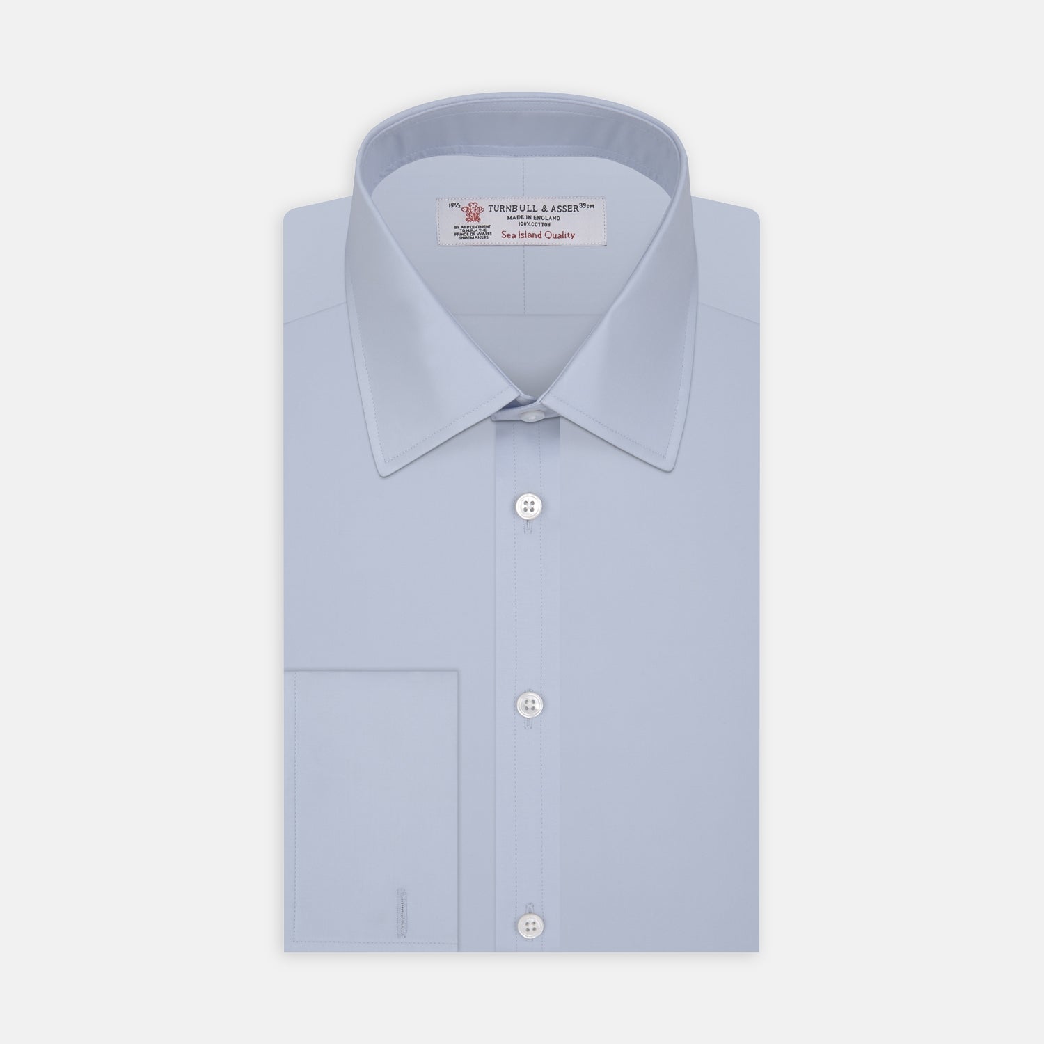 View 1 of product Light Blue Sea Island Quality Cotton Shirt with T&A Collar and Double Cuffs