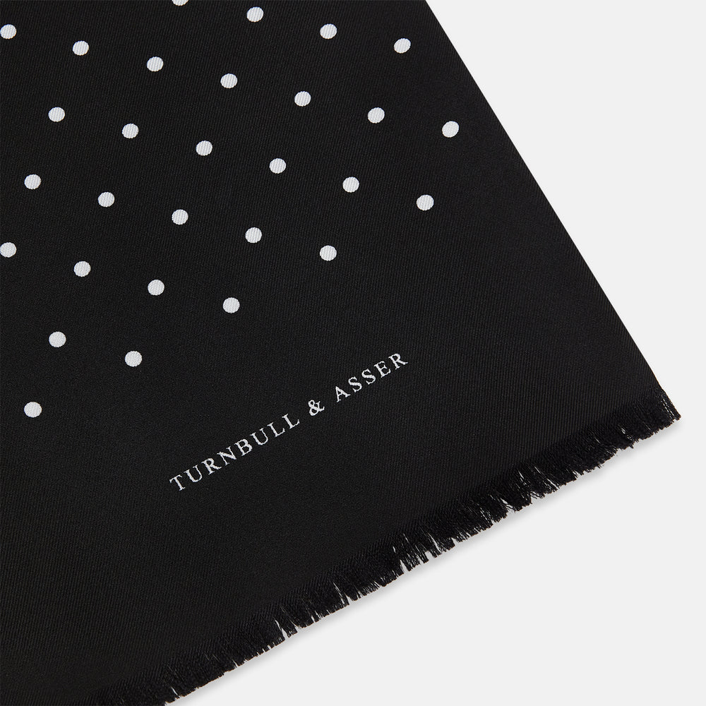 Black and White Spotted Silk Scarf