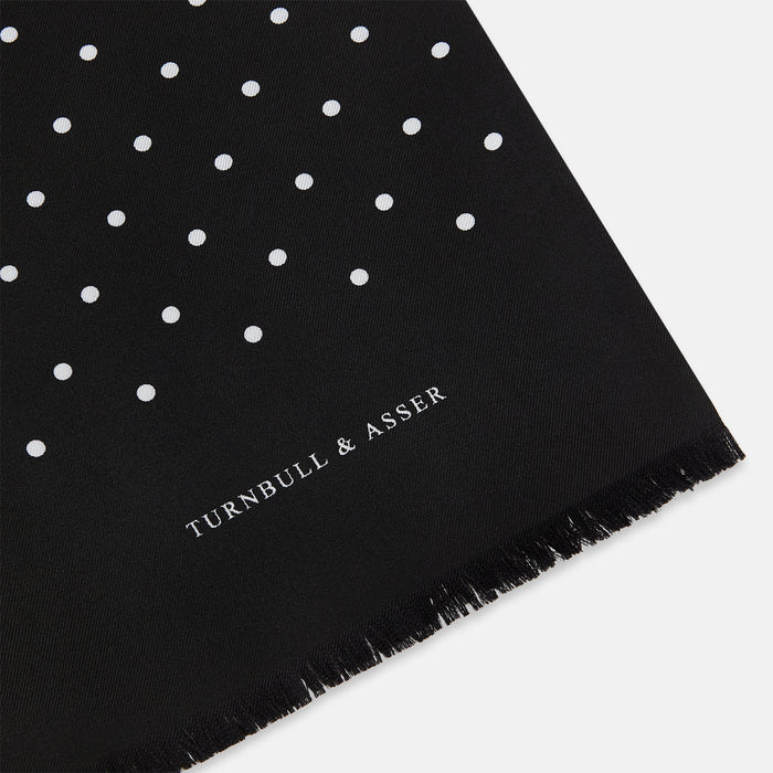 Black and White Spotted Silk Scarf Image 1