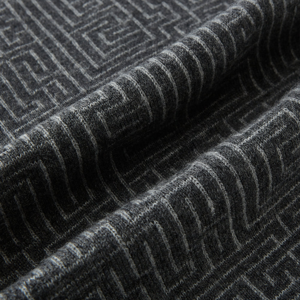 Grey Fretwork Cashmere Knitted Scarf