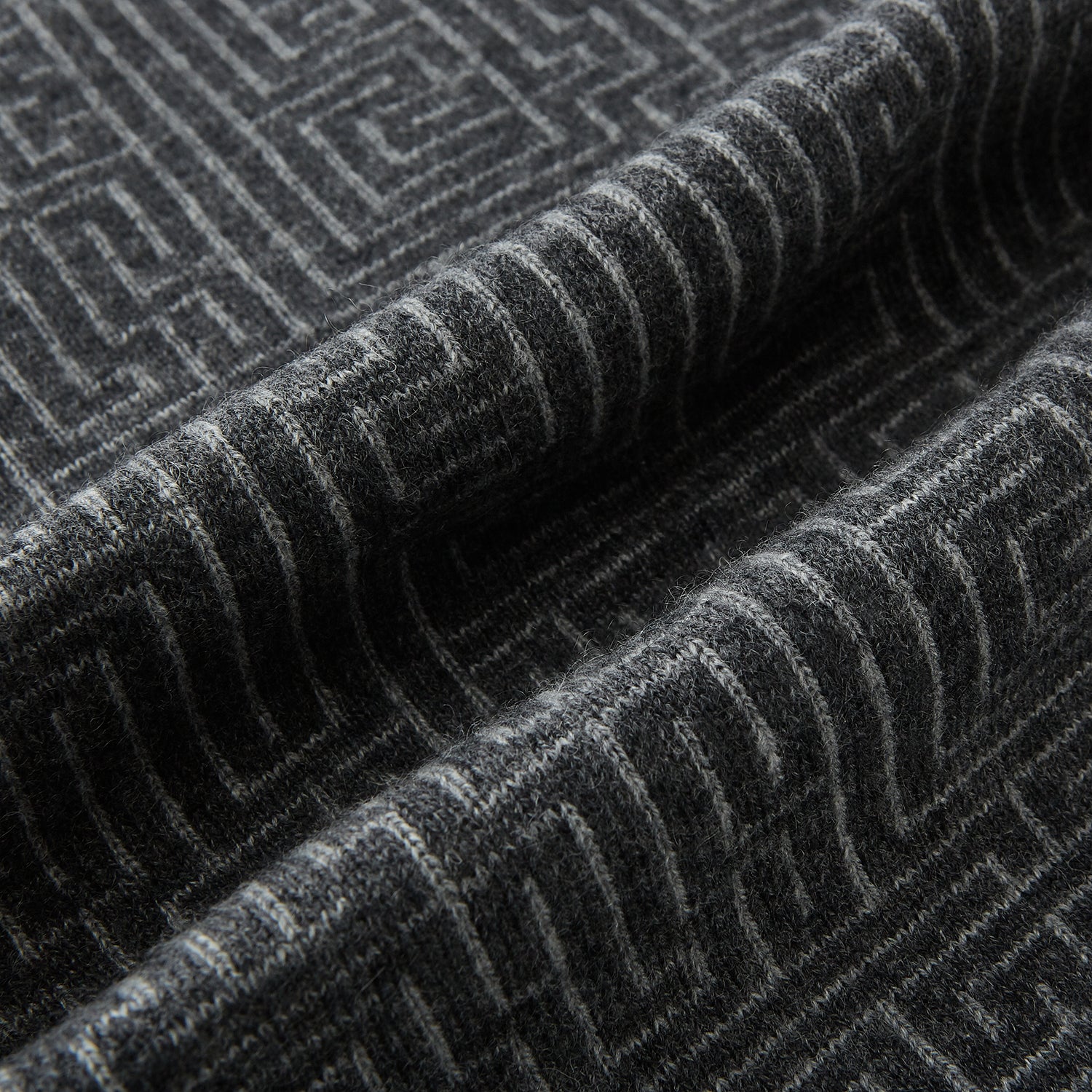 View 3 of product Grey Fretwork Cashmere Knitted Scarf