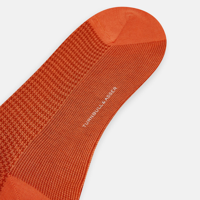 Orange Houndstooth Long Socks Image 2
