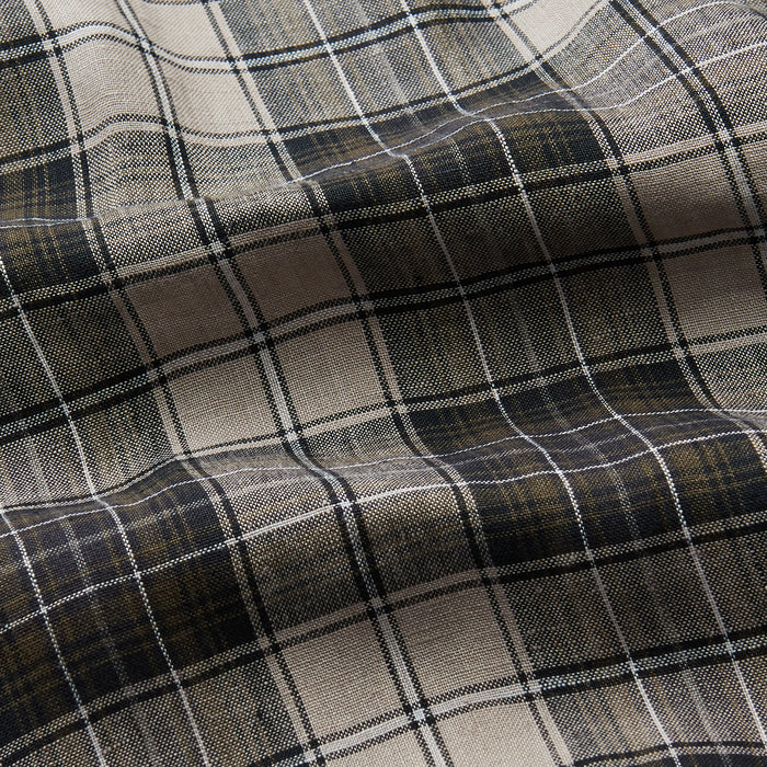 Brown Multi Check Linen Weekend Fit Unwin Shirt Image 3