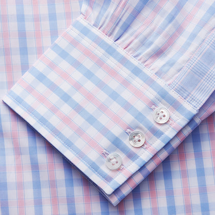Red and Blue Multi Check Cotton RE-PURPOSE Mayfair shirt Image 2