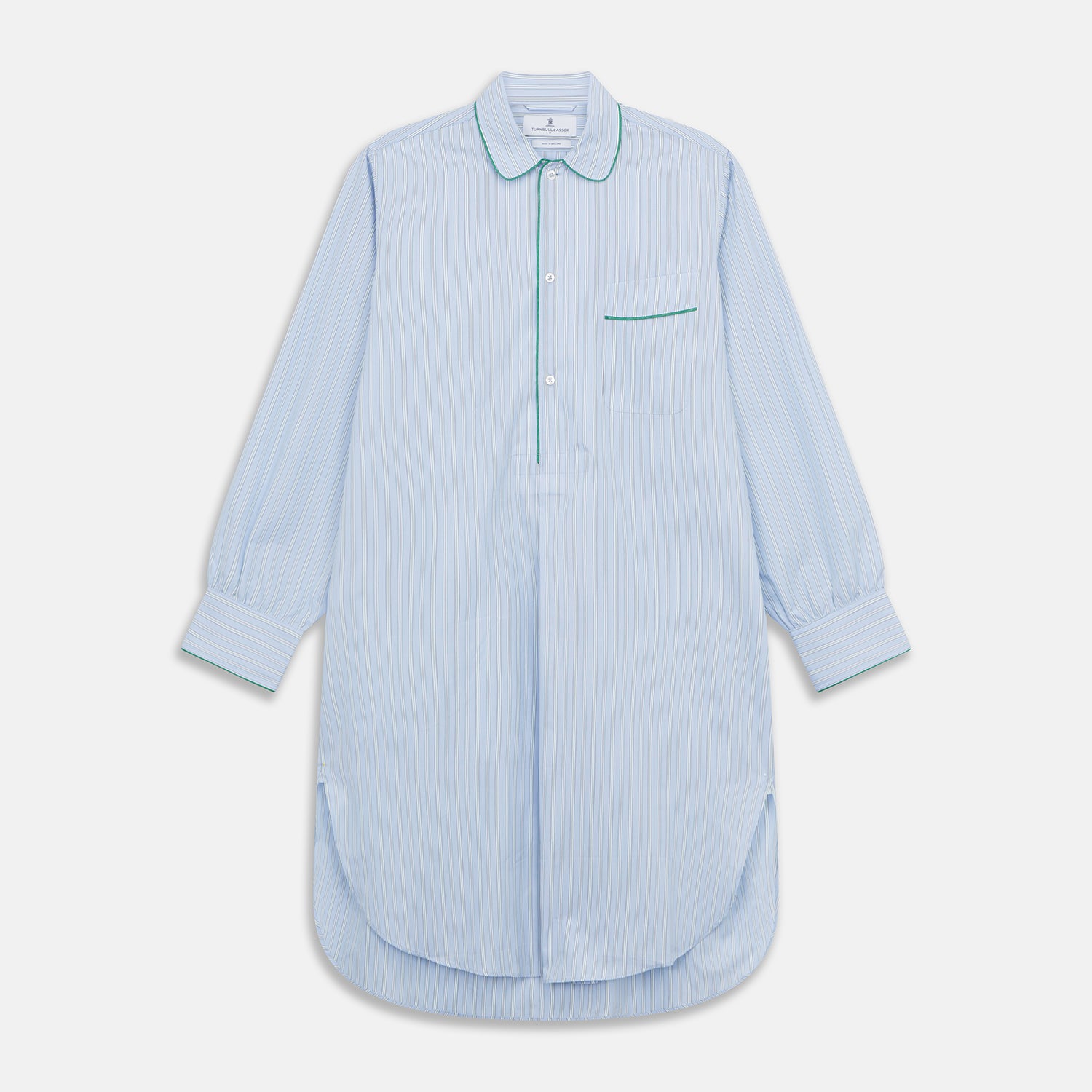 View 1 of product Blue and Green Stripe Poplin Cotton Nightshirt