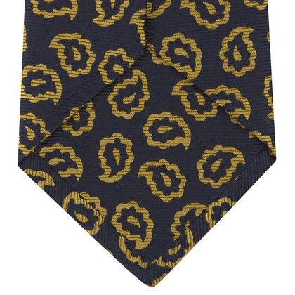 Navy and Gold Petal Paisley Silk Tie Image 4
