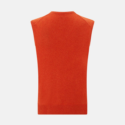 Red Orange Cashmere Sleeveless Vest Image 2