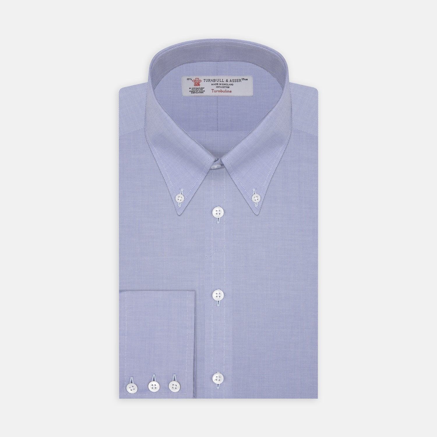View 1 of product Blue Royal Oxford Cotton Shirt with Button-Down Collar and 3-Button Cuffs