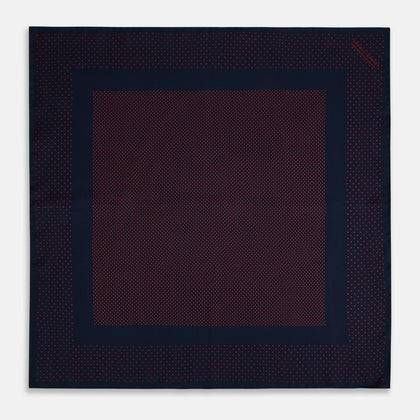 Navy and Red Dot Silk Pocket Square Image 3