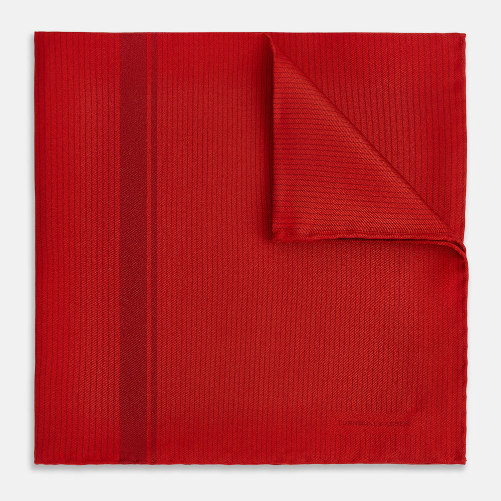 Red and Burgundy Stripe Silk Pocket Square