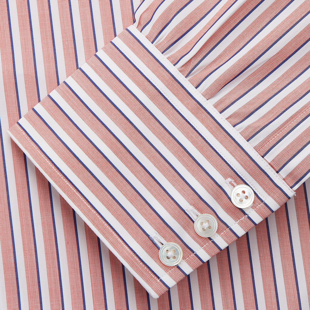 Orange and White Stripe Cotton Regular Fit Mayfair Shirt
