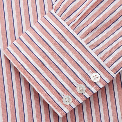 Orange and White Stripe Cotton Regular Fit Mayfair Shirt Image 2
