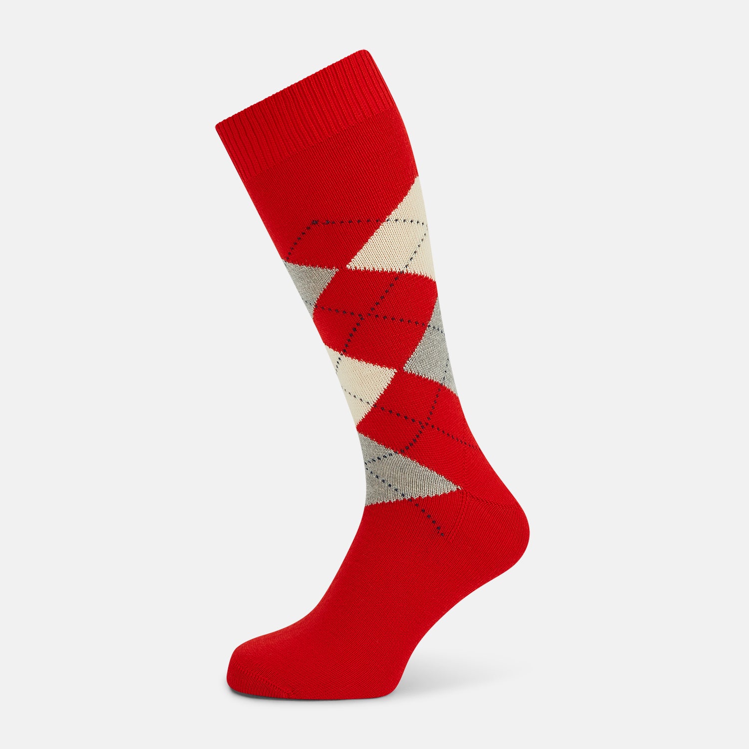 View 1 of product Orange Wool Check Mid-Length Socks