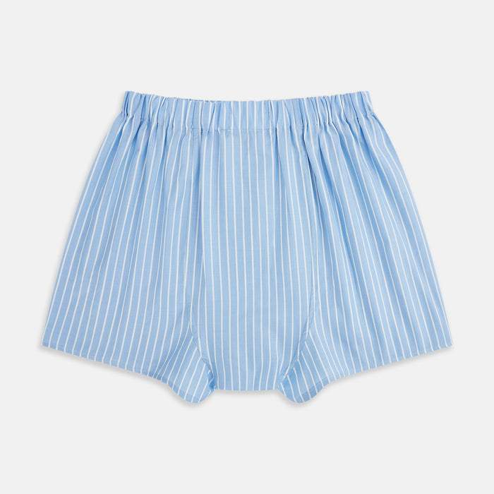White and Blue Stripe Godfrey Boxer Shorts Image 1