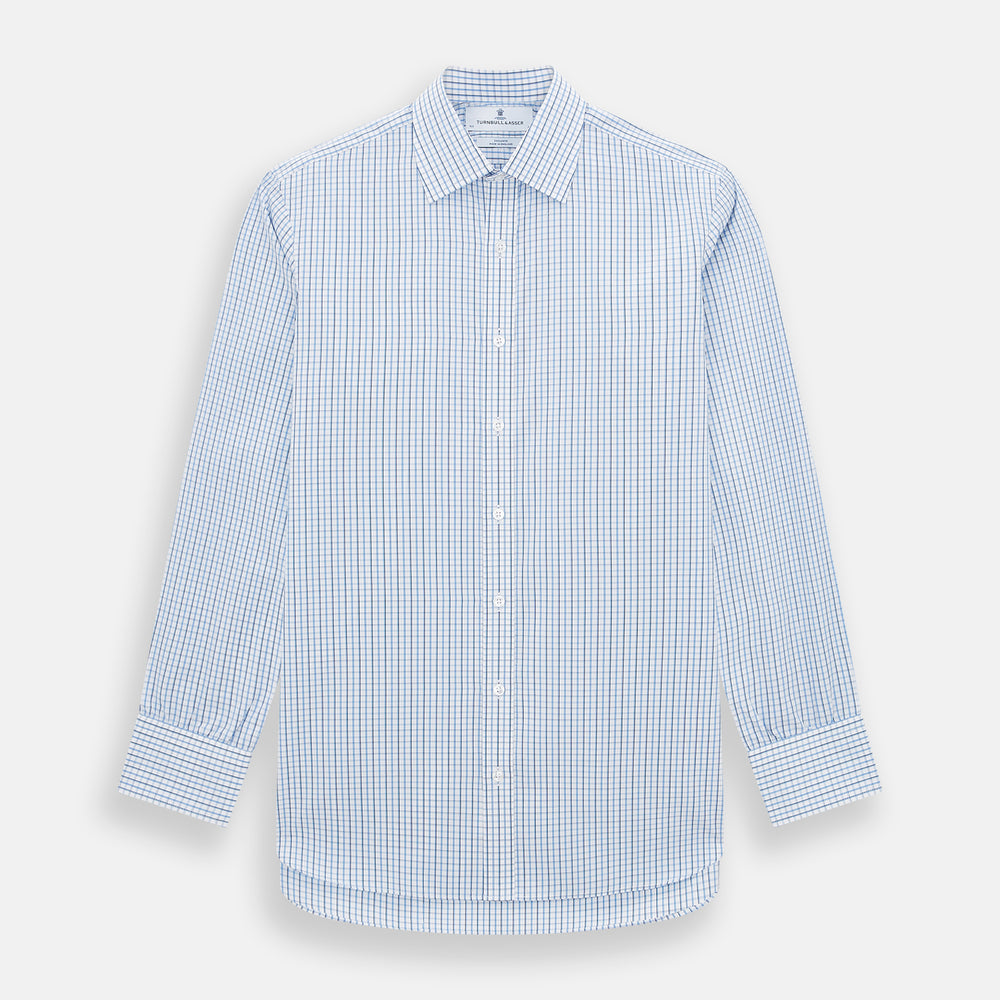 Blue and Navy Tattersall Check Mayfair Shirt