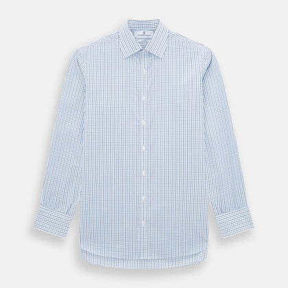 Blue and Navy Tattersall Check Mayfair Shirt