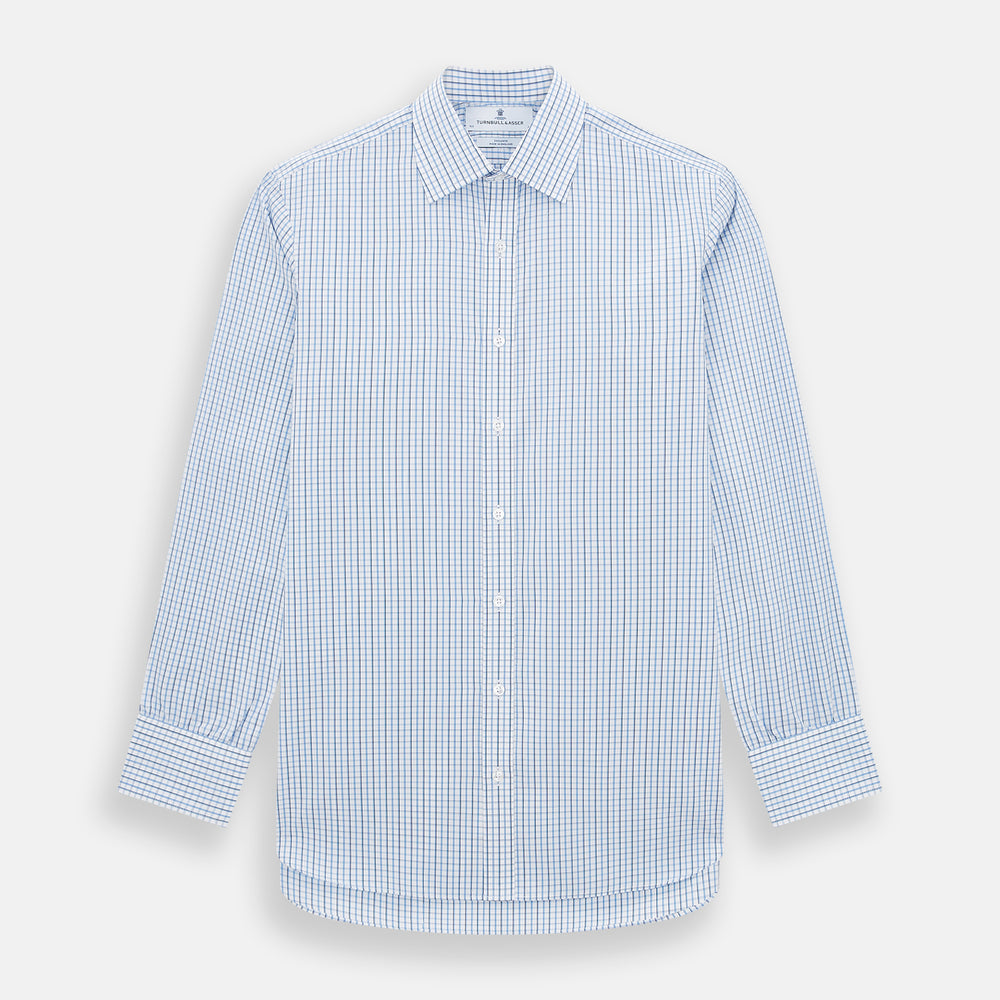 Blue and Navy Tattersall Check Mayfair Shirt