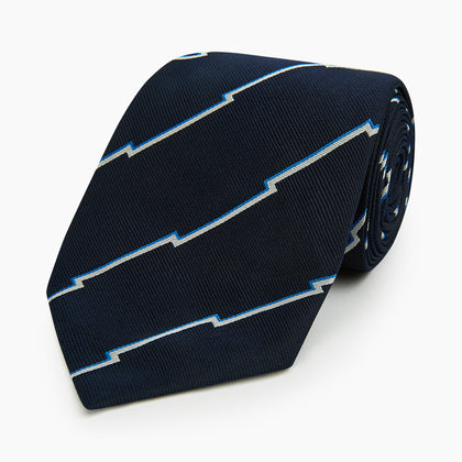 Navy Broken Shadow Stripe Silk Tie Image 4