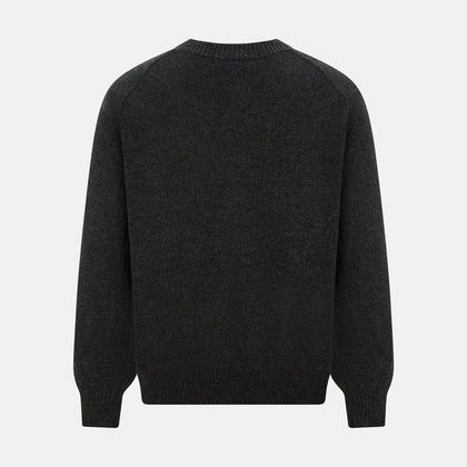 Dark Grey Melange Cashmere Cardigan Image 2