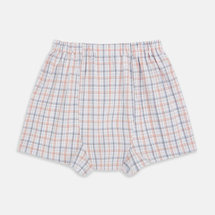 Blue and Orange Multi Graph Check Godfrey Boxer Shorts Image 1