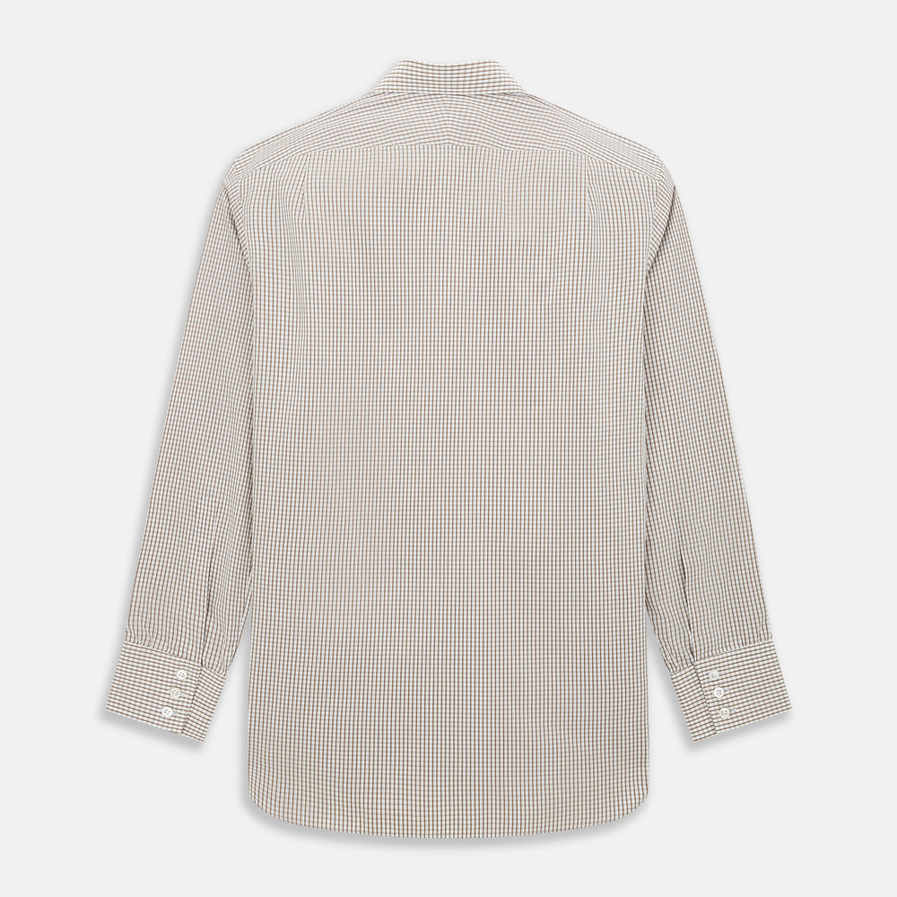 Coffee Micro Shadow Check Mayfair Shirt