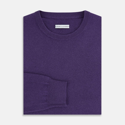 Purple Cashmere Round Neck Jumper Image 3