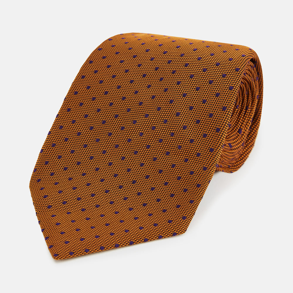 Purple and Orange Micro Dot Silk Tie
