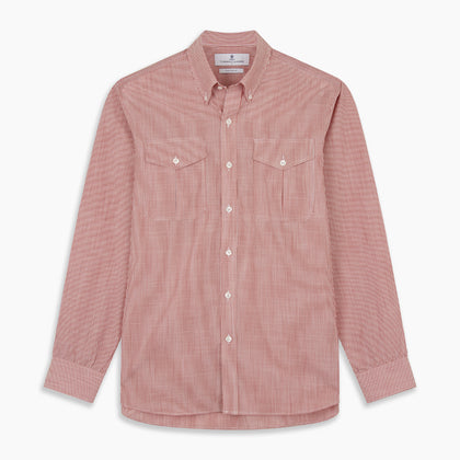 Dark Red Chambray Stripe Weekend Fit Shirt With Dorset Collar Image 7