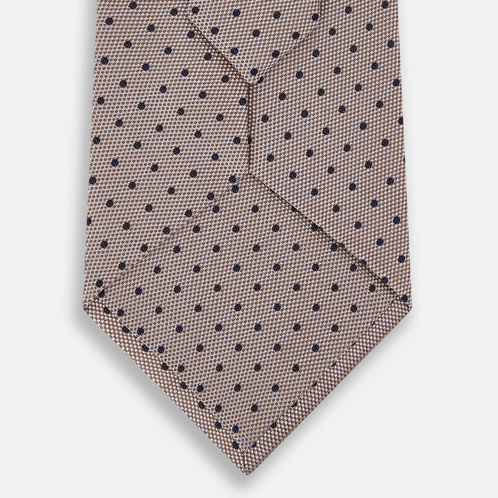 Navy and Lilac Micro Dot Silk Tie Image 2
