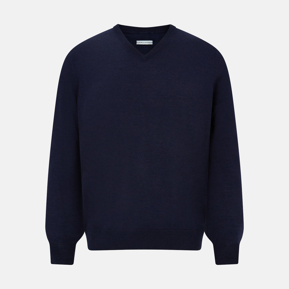 Navy Fine Merino V-Neck Jumper