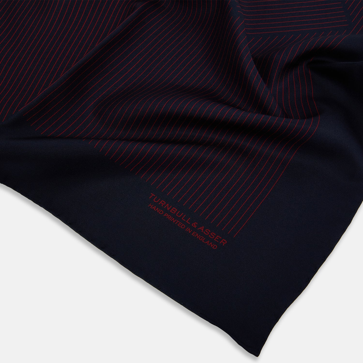 View 2 of product Navy and Burgundy Stripe Silk Pocket Square