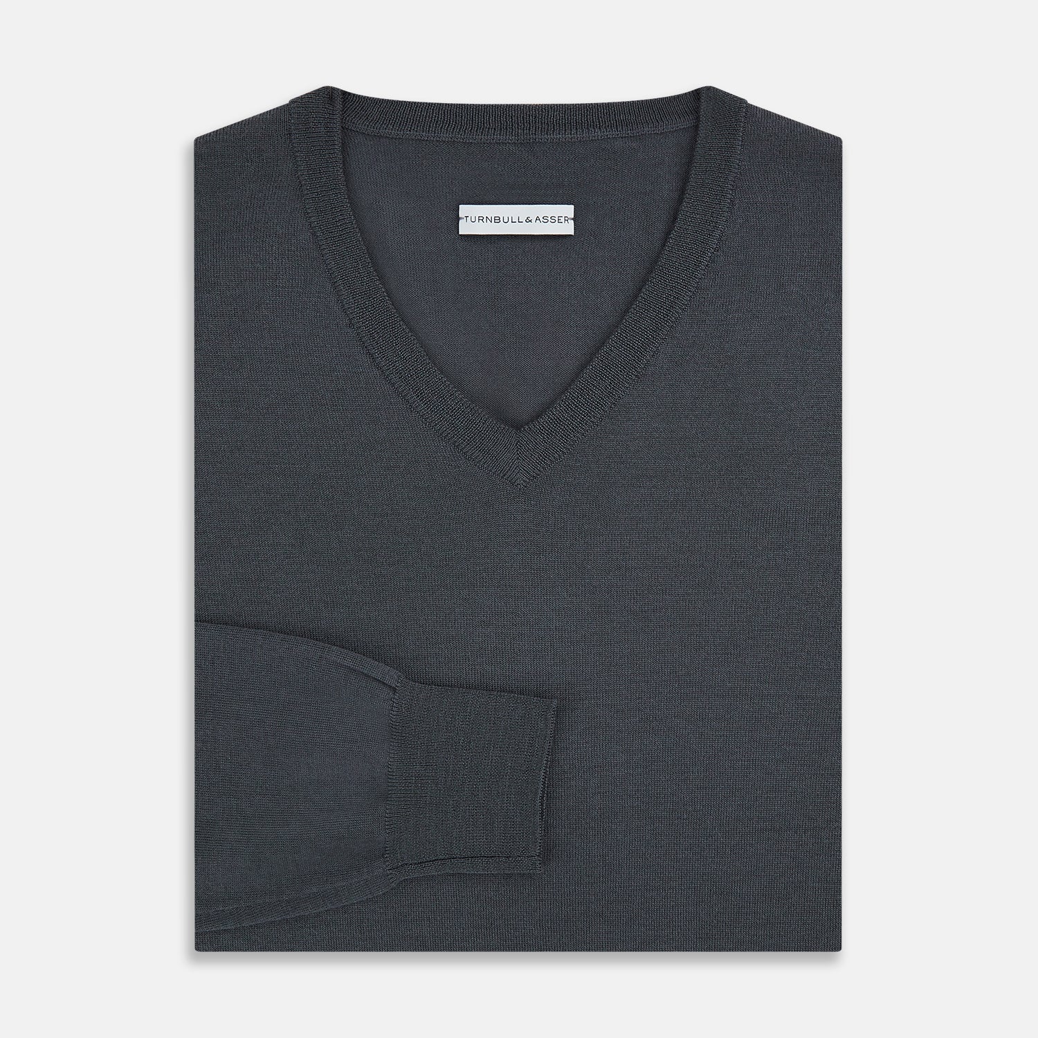 View 4 of product Charcoal Grey Merino V-Neck Jumper